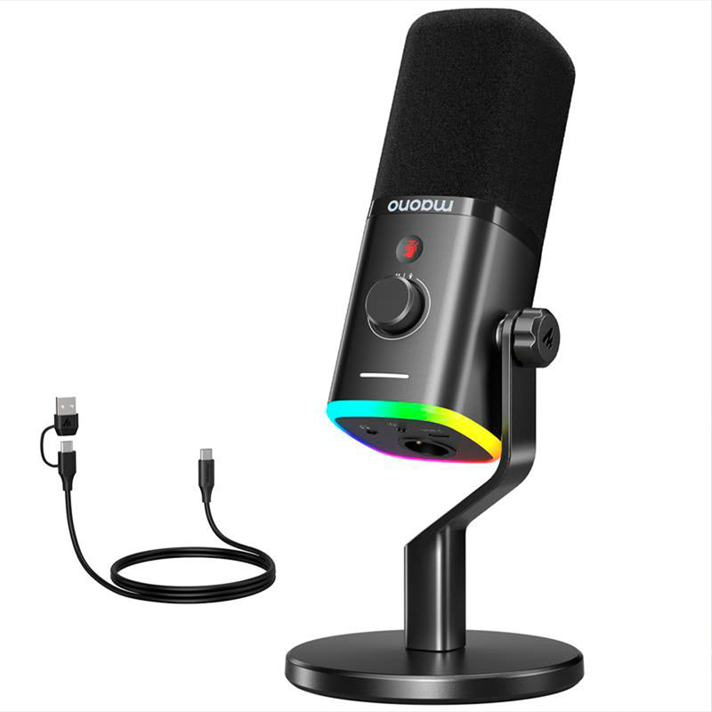 MAONO PD100X dynamisk RGB USB/XLR-mikrofon, sort