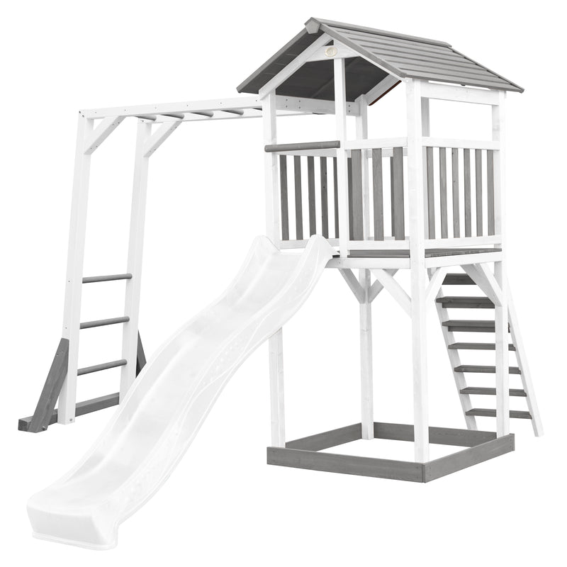 AXI Beach Tower Legetårn med Klatrestativ Grå/Hvid - Hvid Rutsjebane