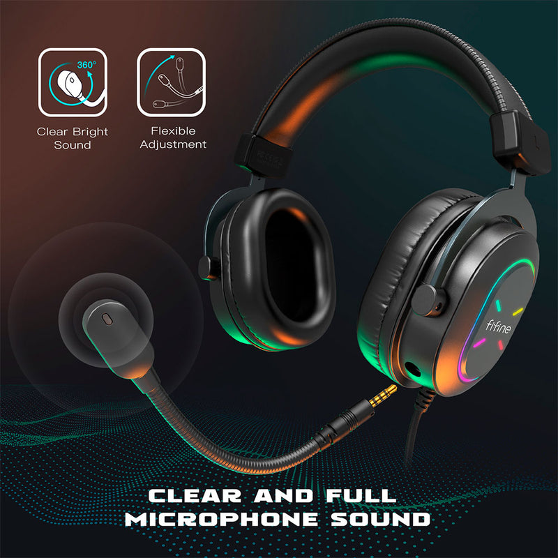 Fifine H6X professionelt gaming-headset, USB, RGB, sort
