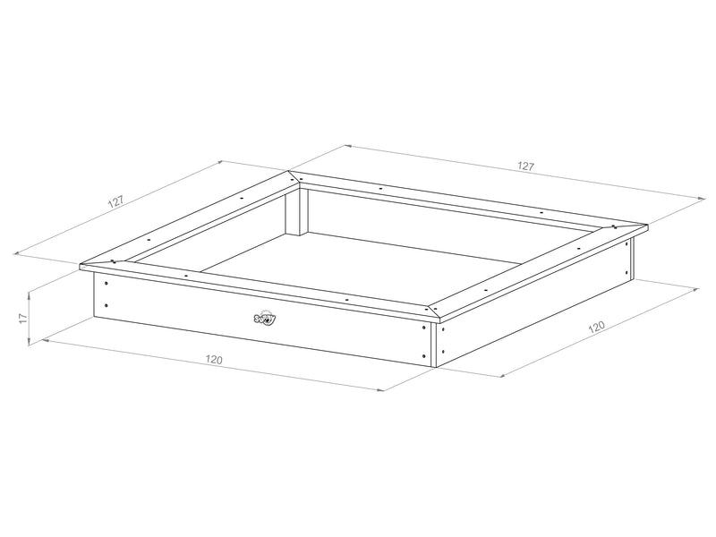 Sunny Sandy Sandkasse 127 x 127 cm med Racerbane - Sort/Hvid