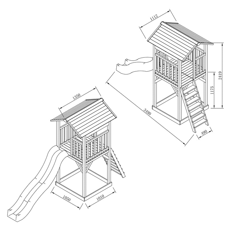 AXI Beach Tower Legetårn Grå/Hvid - Hvid Rutsjebane