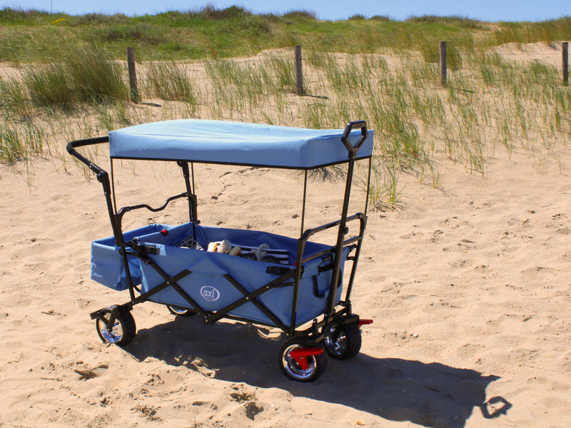 AXI AB210 sammenklappelig Strandvogn med tag, taske, bremse og styr - Blå