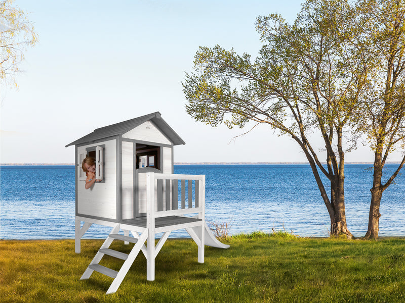 AXI Lodge XL Legehus Classic - Hvid Rutsjebane