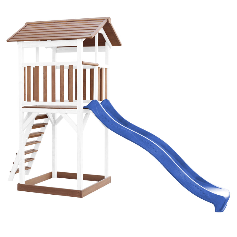 AXI Beach Tower Legetårn Brun/Hvid - Blå Rutsjebane
