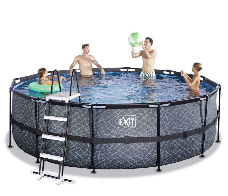 EXIT Stone pool ø4,5mx1,22 med sandfilterpumpe og stige