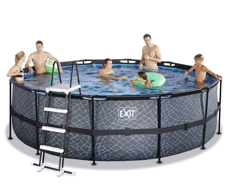 EXIT Stone pool ø4,5mx1,22 med sandfilterpumpe og stige