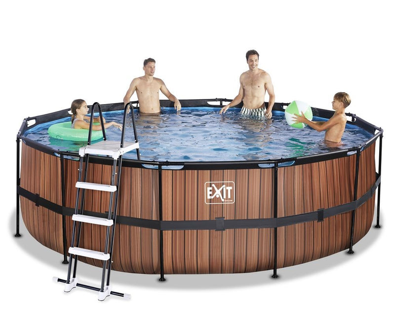 Wood ø4,5m pool med sandfilterpumpe og stige - EXIT