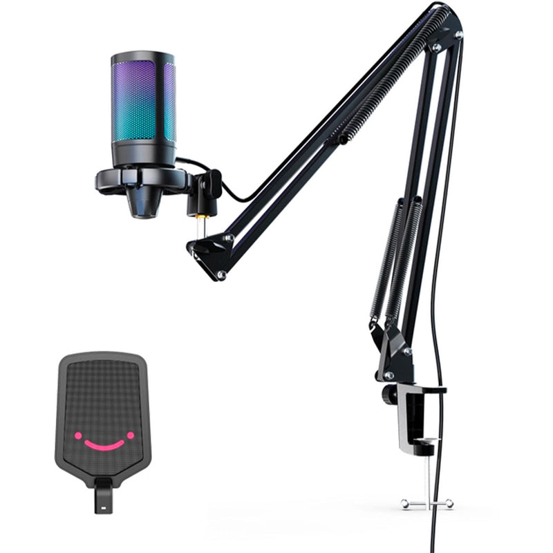FIFINE A6T RGB USB-kondensatormikrofon med mikrofonarm, sort