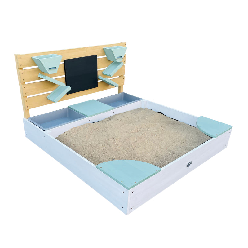 AXI Cato Sandkasse 100 x 105 cm med Sand- og Vandbakker og Legevæg - Hvid/Grøn