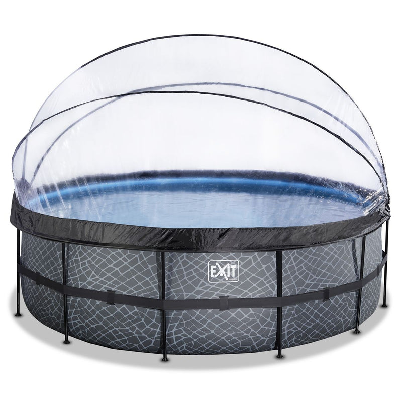Stone ø4,5x1,22m pool med dome og sandfilterpumpe - EXIT