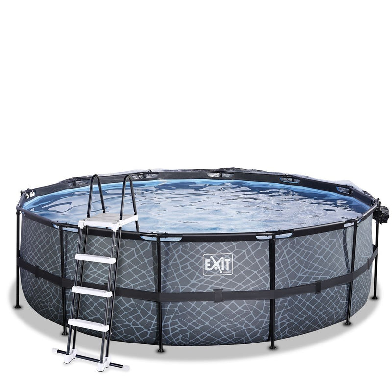 Stone ø4,5x1,22m pool med dome og sandfilterpumpe - EXIT