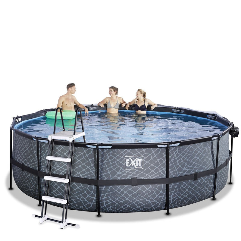 Stone ø4,5x1,22m pool med dome og sandfilterpumpe - EXIT