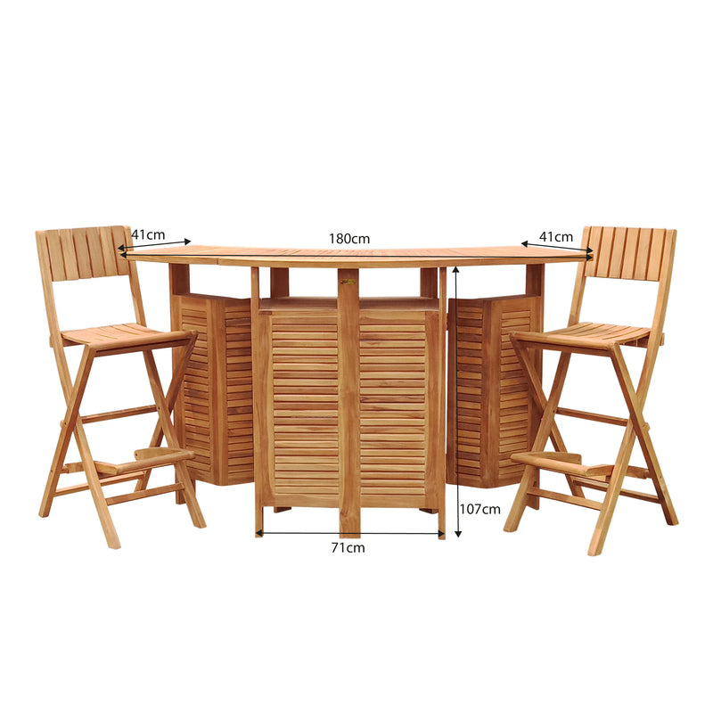 AXI Bruno sammenklappeligt Teak Barbord med 2 barstole