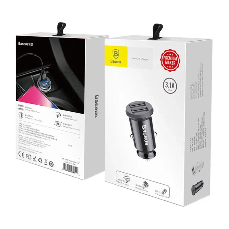 Baseus Grain billader, 2x USB, 5 V 3,1 A (sort)