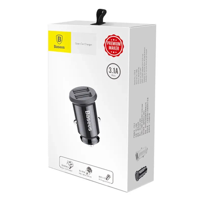 Baseus Grain billader, 2x USB, 5 V 3,1 A (sort)