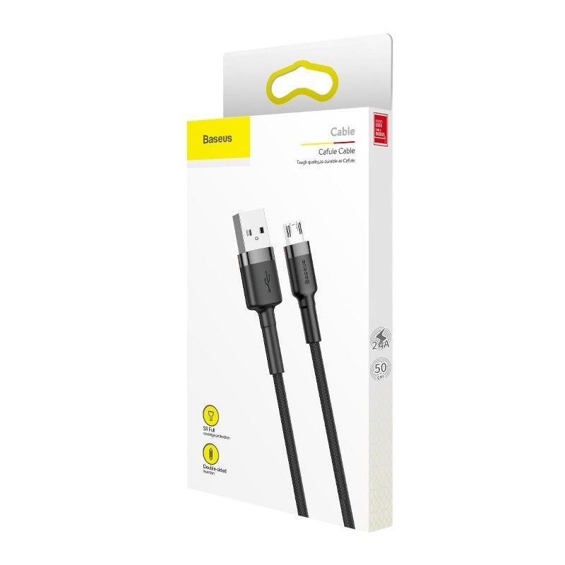 Baseus Cafule Micro USB-kabel 2.4A 1m (grå + sort)