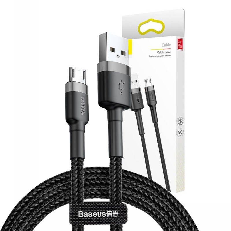 Baseus Cafule Micro USB-kabel 2.4A 1m (grå + sort)