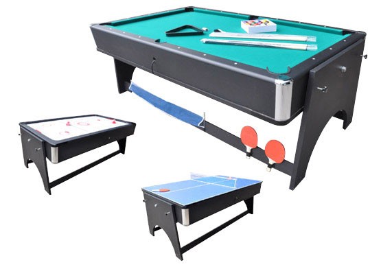 4-i-1 multibord med Pool / Airhockey / Bordtennis / Spisebord