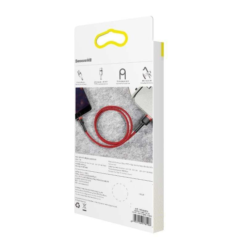 Baseus Cafule USB Lightning-kabel 2,4A 0,5m (rød)