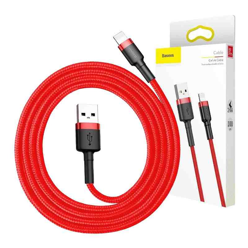 Baseus Cafule USB Lightning-kabel 2,4A 0,5m (rød)