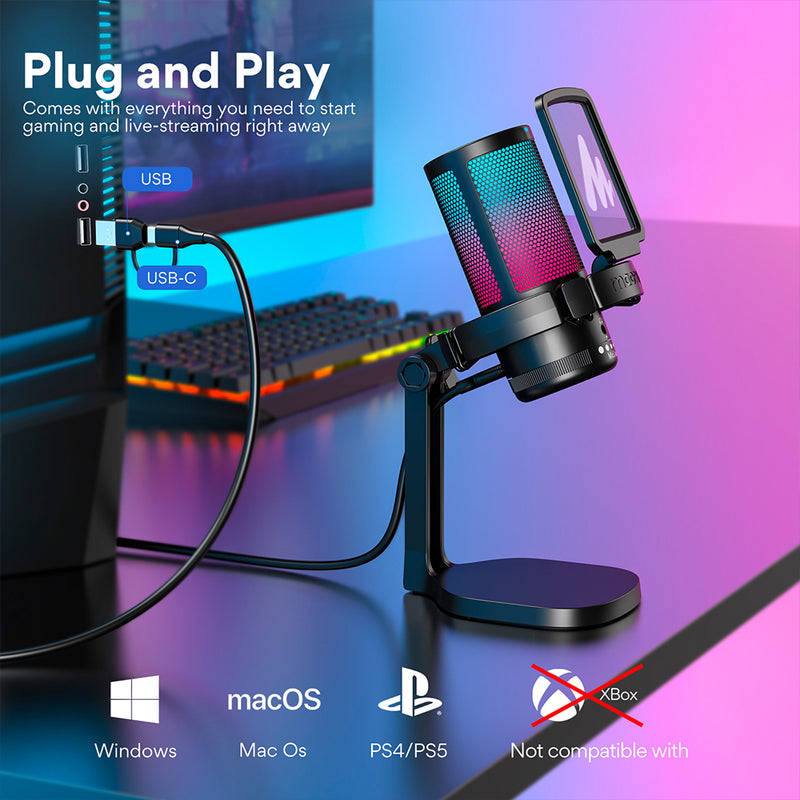 MAONO DGM20 GamerWave RGB USB-gamingmikrofon, kondensator