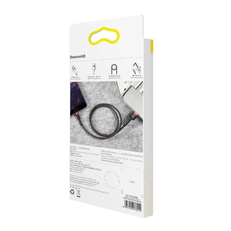 Baseus Cafule USB Lightning-kabel 2.4A 1m (rød + sort)