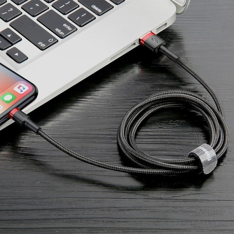 Baseus Cafule USB Lightning-kabel 2.4A 1m (rød + sort)