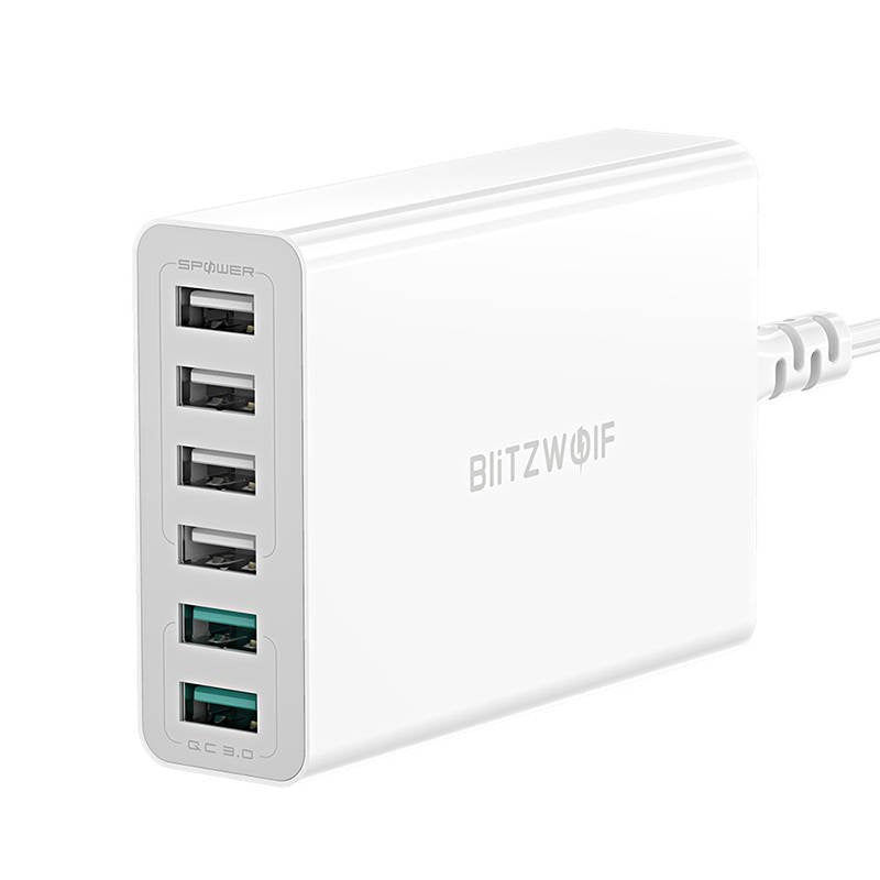Blitzwolf BW-S15 lader 6x USB, QC 3.0, 60 W (hvid)