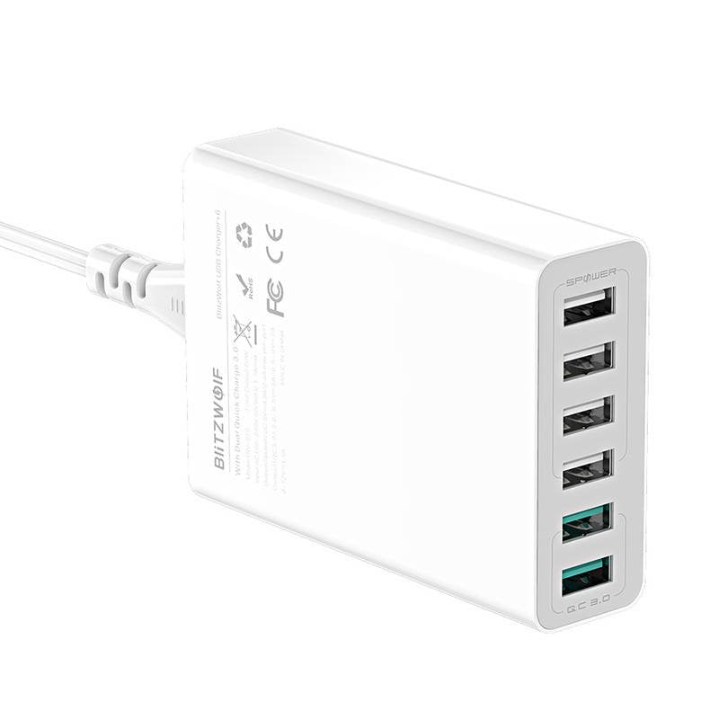 Blitzwolf BW-S15 lader 6x USB, QC 3.0, 60 W (hvid)
