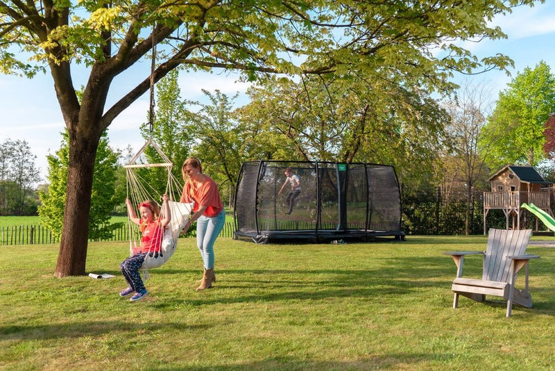 EXIT Allure Premium nedgravet firkantet trampolin 214x366cm - sort