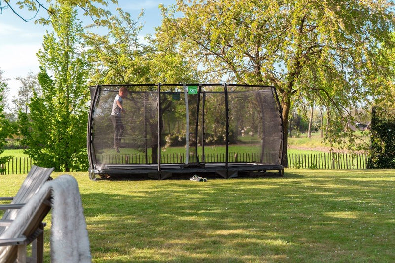 EXIT Allure Premium nedgravet firkantet trampolin 214x366cm - sort
