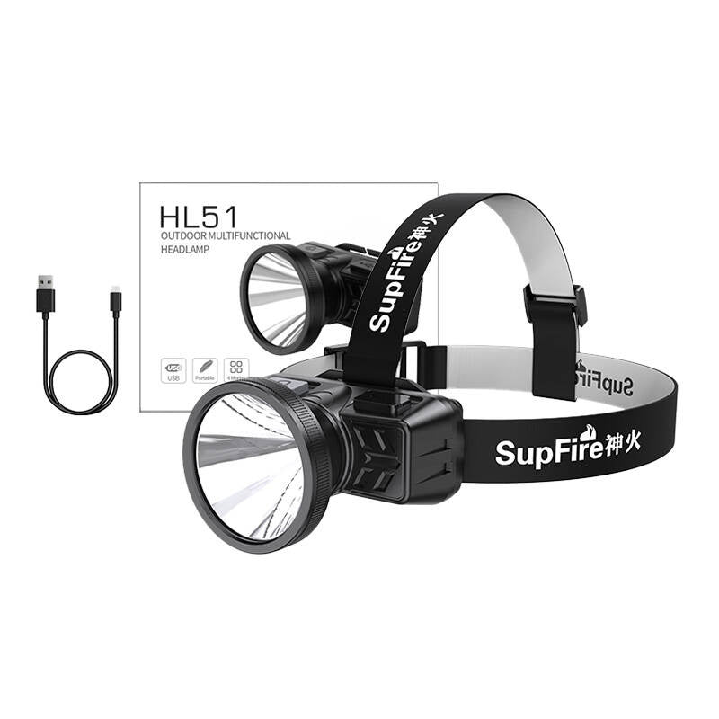 Superfire HL51 pandelampe, 160 lm, micro-USB, 4 tilstande, 300 m