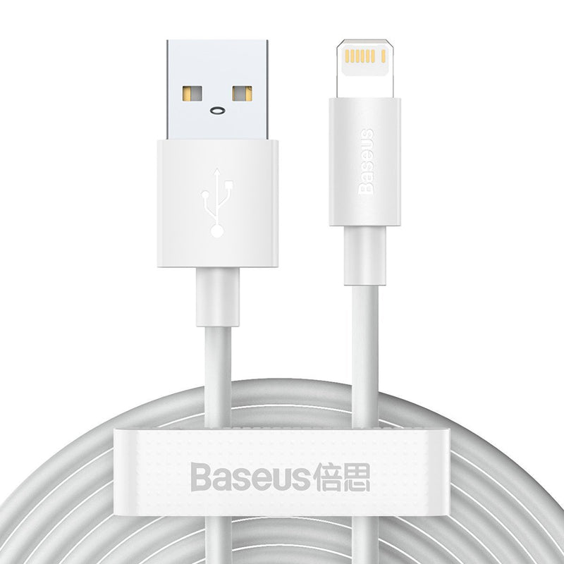 Baseus Simple Wisdom kabelsæt USB til Lightning 2.4A (2 stk./sæt) 1.5m hvid