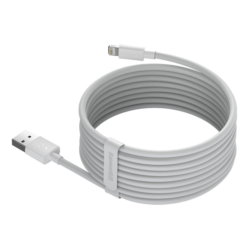 Baseus Simple Wisdom kabelsæt USB til Lightning 2.4A (2 stk./sæt) 1.5m hvid