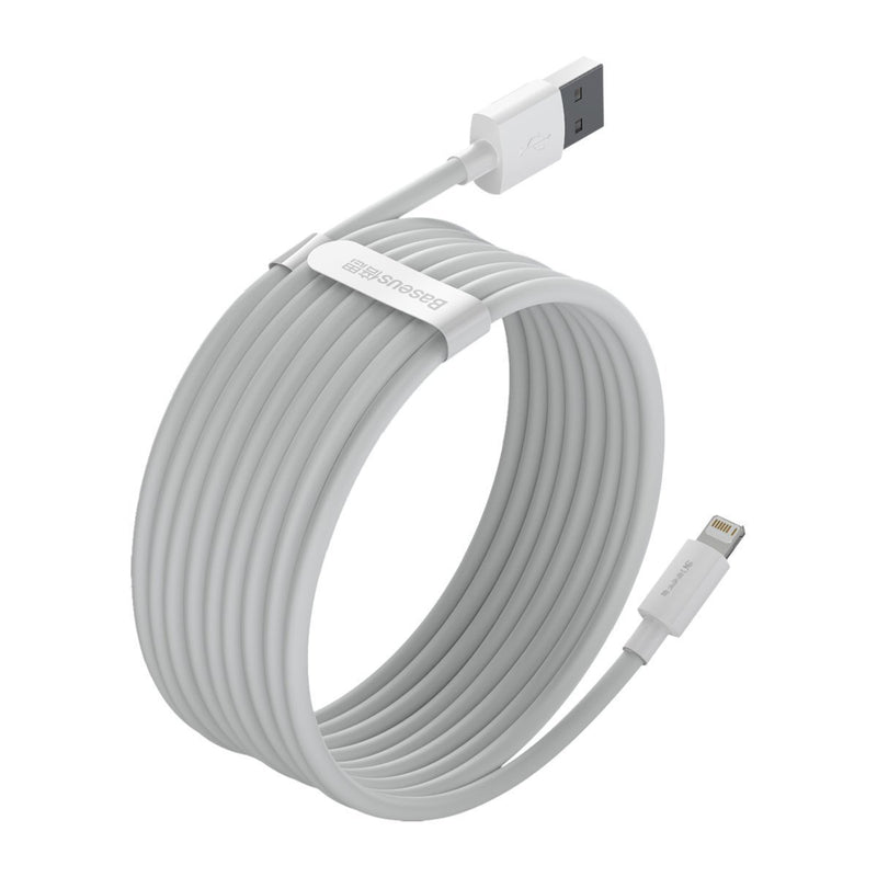 Baseus Simple Wisdom kabelsæt USB til Lightning 2.4A (2 stk./sæt) 1.5m hvid