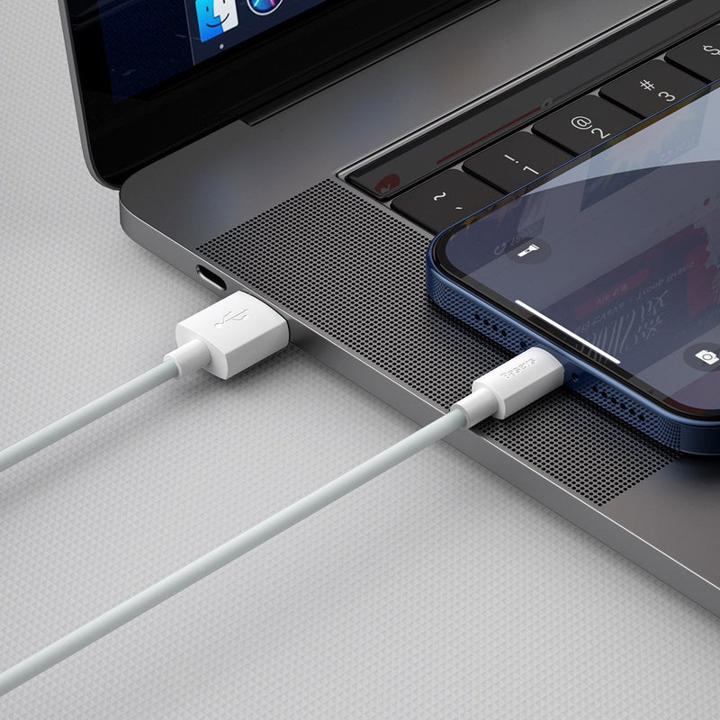 Baseus Simple Wisdom kabelsæt USB til Lightning 2.4A (2 stk./sæt) 1.5m hvid