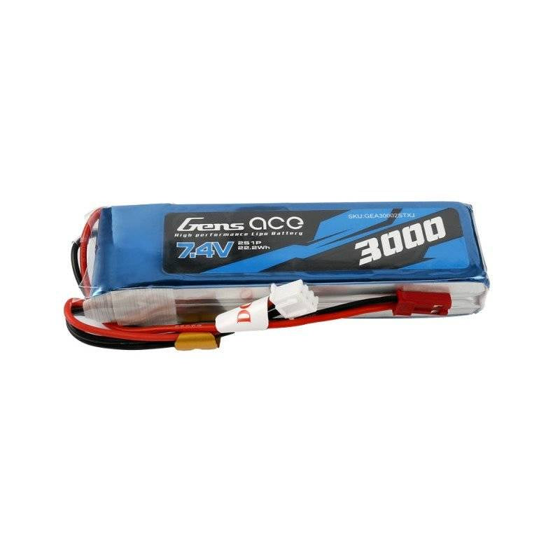 Gens Ace LiPo-batteri 3000mAh 7.4V 1C 2S1P
