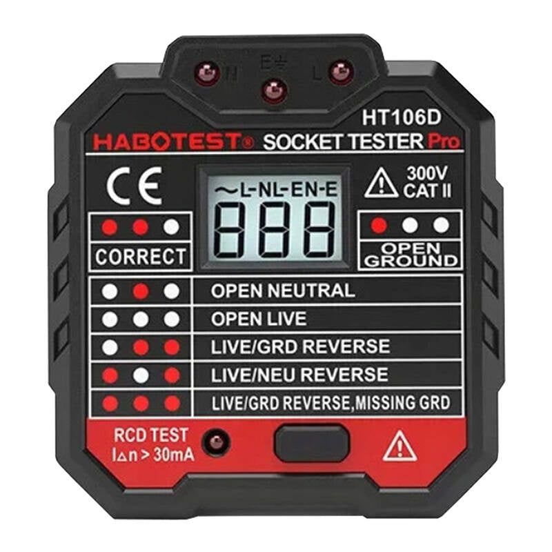 Habotest HT106D stikkontakttester med digitalt display
