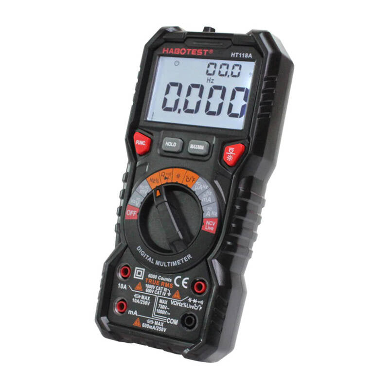 Habotest HT118A digitalt multimeter med lygte, True RMS, NCV