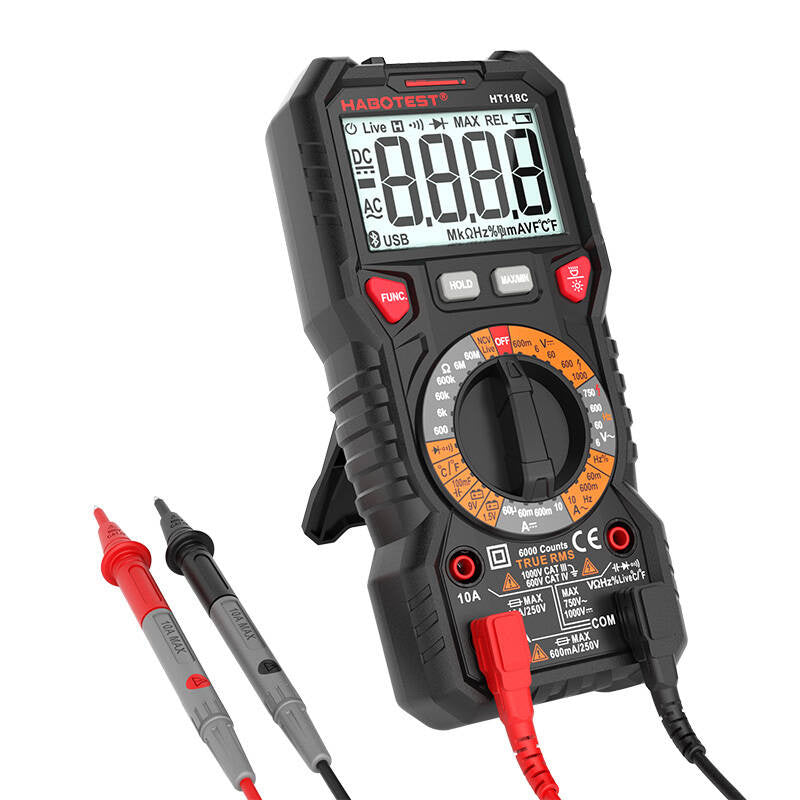 Habotest HT118C digitalt multimeter med lygte, True RMS, NCV, batteritest