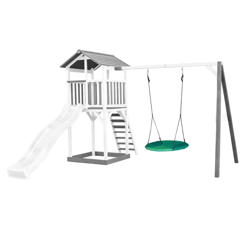 AXI Beach Tower Legetårn med Summer Rede Gynge Grå/Hvid - Hvid Rutsjebane