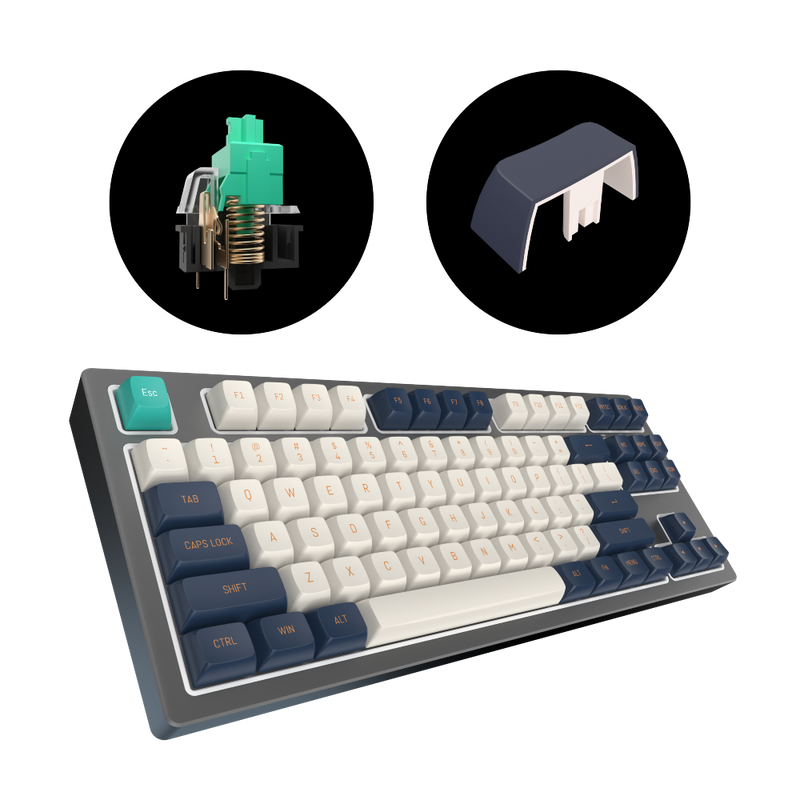 Dark Project / KD87B LTD aluminium / sort & Cloud Grey - Gateron Cap Teal RGB (ENG)