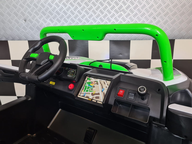 Børnebuggy 24V – 2 personer, hvid/grøn