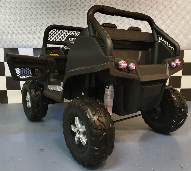 Mercedes-Benz Unimog 12V elbil til børn med firehjulstræk – 2 personer, mat sort
