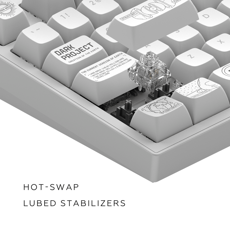 Dark Project ALU Terra Nova hvid - trådløst gamingtastatur (ANSI)