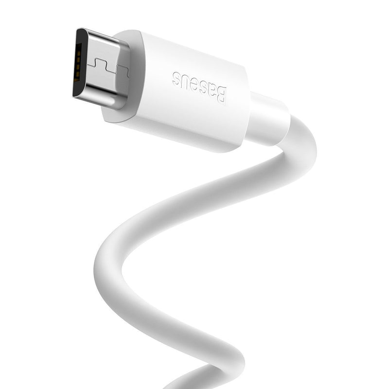 Baseus Simple Wisdom kabelsæt USB til Micro 2.1A (2 stk./sæt) 1.5m hvid