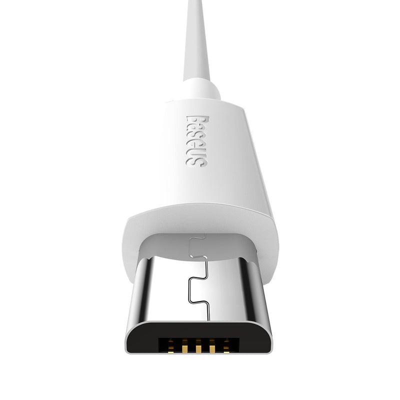 Baseus Simple Wisdom kabelsæt USB til Micro 2.1A (2 stk./sæt) 1.5m hvid