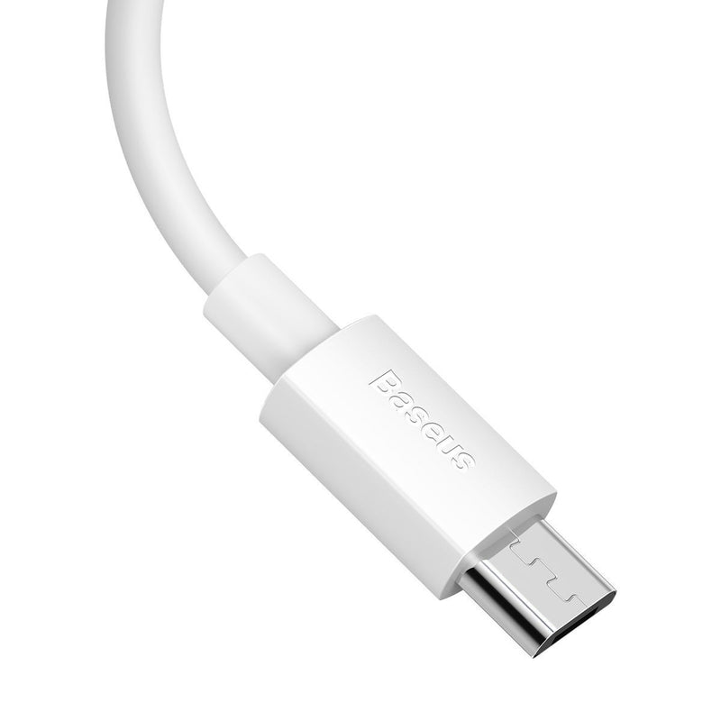 Baseus Simple Wisdom kabelsæt USB til Micro 2.1A (2 stk./sæt) 1.5m hvid