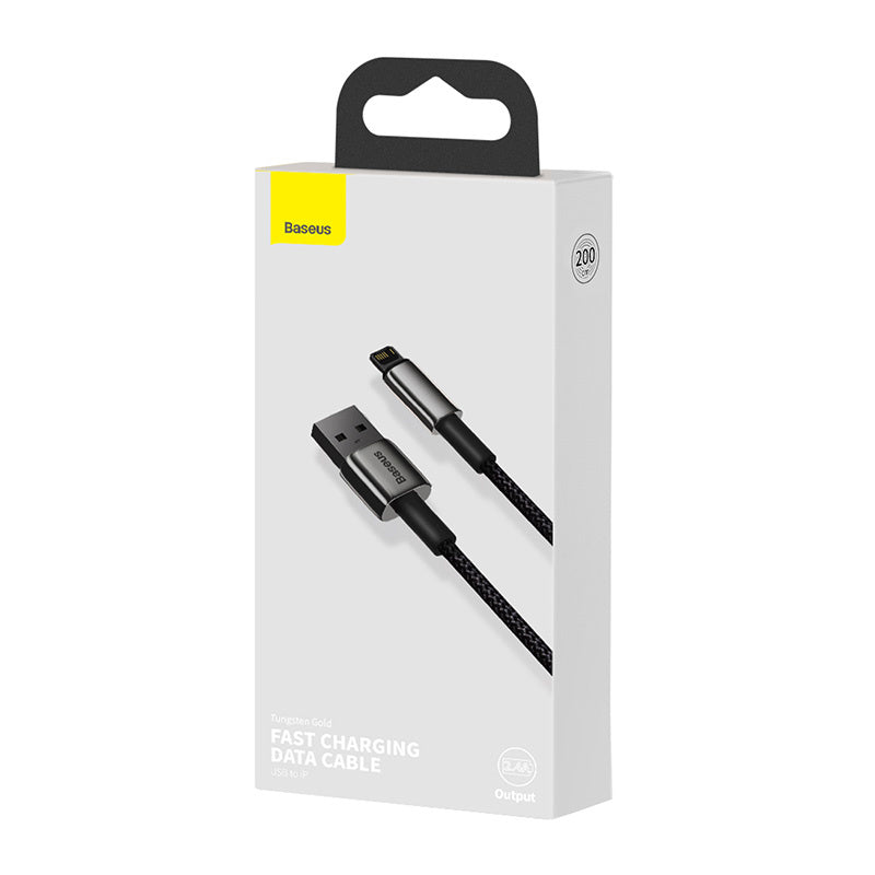 Baseus Tungsten Gold kabel USB til iP 2.4A 2m (sort)