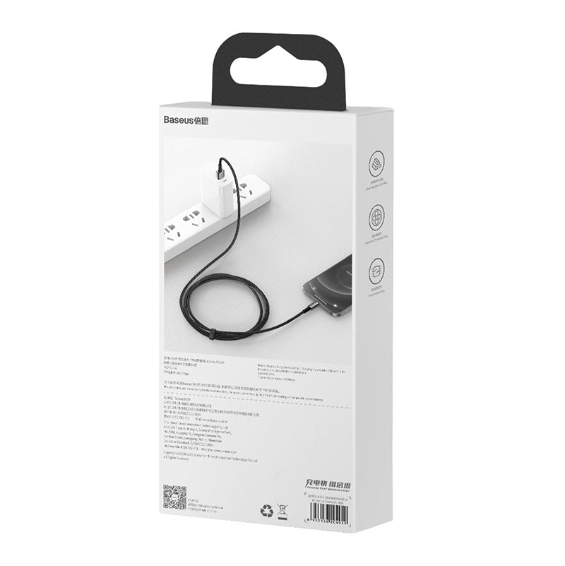 Baseus Tungsten Gold kabel USB til iP 2.4A 2m (sort)